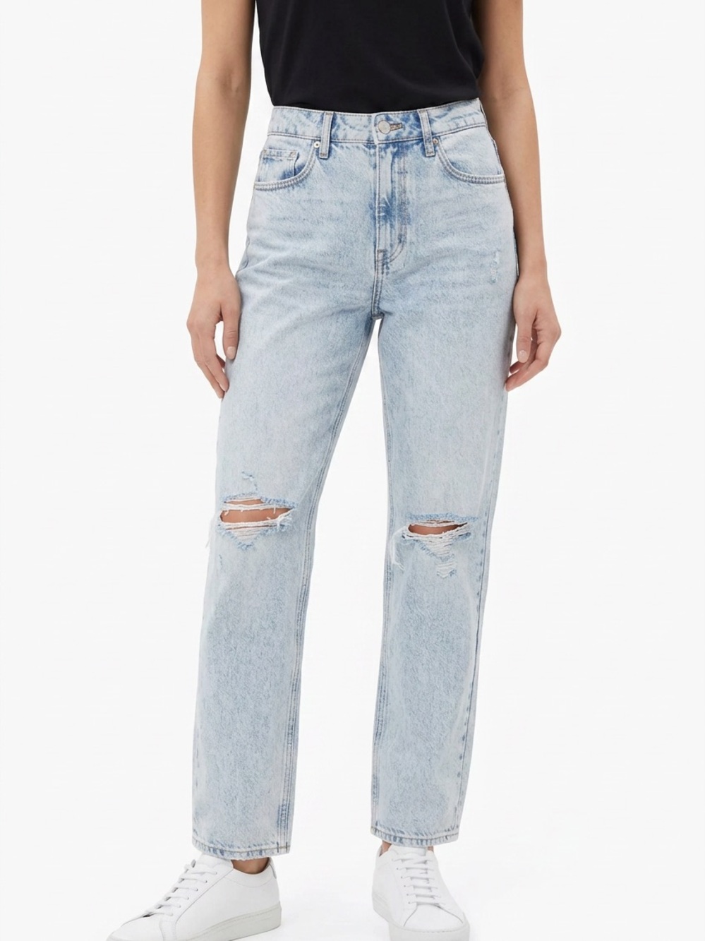 GOOD AMERICAN | High-Rise Distressed Straight Jeans Blue542 Women’s Size 4/27
